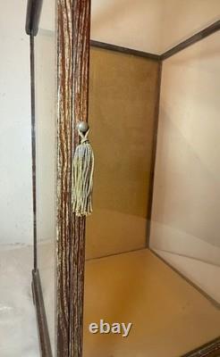 Vintage Japanese Asian handmade wood glass statue display show countertop case