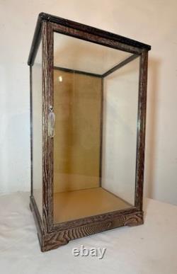 Vintage Japanese Asian handmade wood glass statue display show countertop case