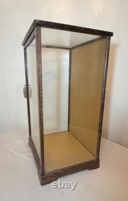 Vintage Japanese Asian handmade wood glass statue display show countertop case