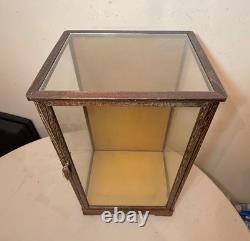 Vintage Japanese Asian handmade wood glass statue display show countertop case