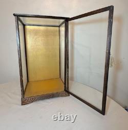 Vintage Japanese Asian handmade wood glass statue display show countertop case
