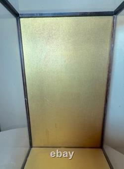 Vintage Japanese Asian handmade wood glass statue display show countertop case