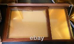 Vintage Japanese Display Glass Case Brown Wood Frame Doll Geisha H21.1 W12.7in