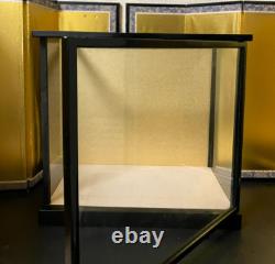 Vintage Japanese Display Glass Case Wood Frame Doll Geisha H14.1 W14.9in