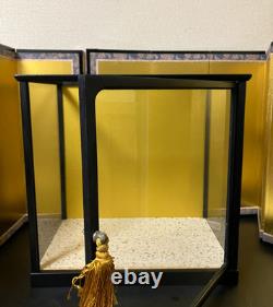 Vintage Japanese Display Glass Case Wood Frame Doll Geisha H14.5 W14.9in
