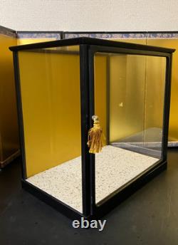 Vintage Japanese Display Glass Case Wood Frame Doll Geisha H14.5 W14.9in