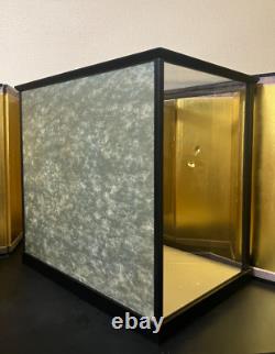 Vintage Japanese Display Glass Case Wood Frame Doll Geisha H17.1 W18.5in