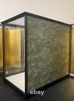 Vintage Japanese Display Glass Case Wood Frame Doll Geisha H17.1 W18.5in