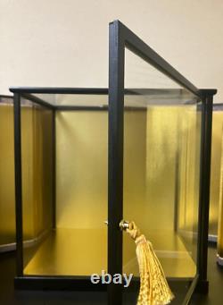 Vintage Japanese Display Glass Case Wood Frame Doll Geisha H17.2 W16.9in