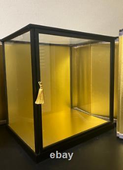 Vintage Japanese Display Glass Case Wood Frame Doll Geisha H17.2 W16.9in