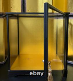 Vintage Japanese Display Glass Case Wood Frame Doll Geisha H17.8 W16.4in