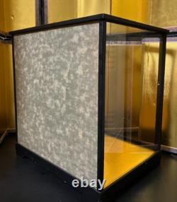 Vintage Japanese Display Glass Case Wood Frame Doll Geisha H17.8 W16.4in