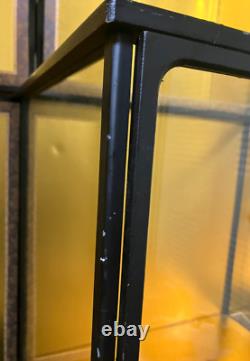 Vintage Japanese Display Glass Case Wood Frame Doll Geisha H17.8 W16.4in