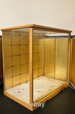 Vintage Japanese Display Glass Case Wood Frame Doll Geisha H19 W19.6 in
