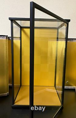 Vintage Japanese Display Glass Case Wood Frame Doll Geisha H20.9 W12.6in