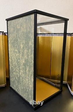 Vintage Japanese Display Glass Case Wood Frame Doll Geisha H20.9 W12.6in
