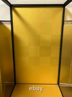 Vintage Japanese Display Glass Case Wood Frame Doll Geisha H20.9 W12.6in