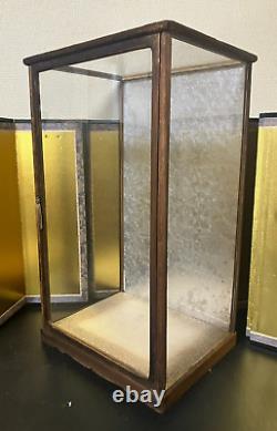 Vintage Japanese Display Glass Case Wood Frame Doll Geisha H21.2 W12.5in