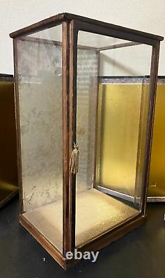 Vintage Japanese Display Glass Case Wood Frame Doll Geisha H21.2 W12.5in