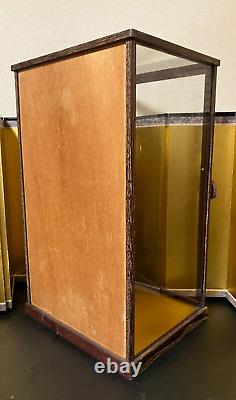 Vintage Japanese Display Glass Case Wood Frame Doll Geisha H21.2 W12.5in