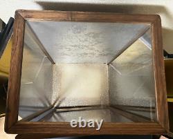 Vintage Japanese Display Glass Case Wood Frame Doll Geisha H21.2 W12.5in