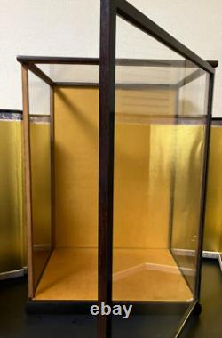 Vintage Japanese Display Glass Case Wood Frame Doll Geisha H21.2 W15.1in