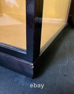 Vintage Japanese Display Glass Case Wood Frame Doll Geisha H21.2 W15.1in