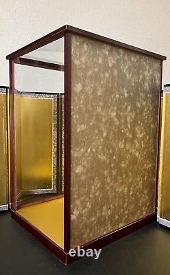 Vintage Japanese Display Glass Case Wood Frame Doll Geisha H21.2 W15.5 in