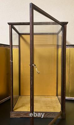 Vintage Japanese Display Glass Case Wood Frame Doll Geisha H21.4 W12.9in