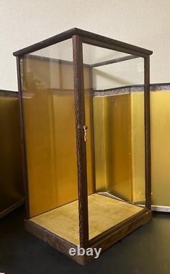 Vintage Japanese Display Glass Case Wood Frame Doll Geisha H21.4 W12.9in