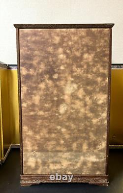 Vintage Japanese Display Glass Case Wood Frame Doll Geisha H21.6 W12.6in