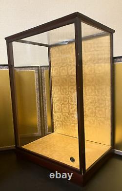 Vintage Japanese Display Glass Case Wood Frame Doll Geisha H21.8 W14.9in