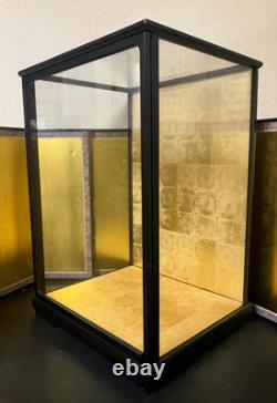 Vintage Japanese Display Glass Case Wood Frame Doll Geisha H21.8 W15.3in