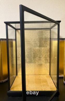 Vintage Japanese Display Glass Case Wood Frame Doll Geisha H21.8 W15.3in