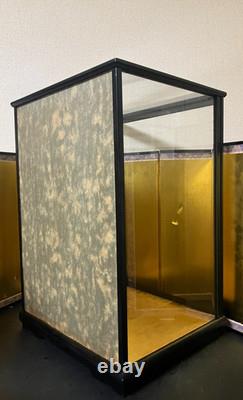 Vintage Japanese Display Glass Case Wood Frame Doll Geisha H21.8 W15.3in
