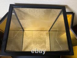 Vintage Japanese Display Glass Case Wood Frame Doll Geisha H21.8 W15.3in