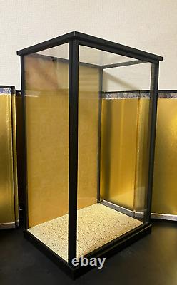 Vintage Japanese Display Glass Case Wood Frame Doll Geisha H21 W12.7in