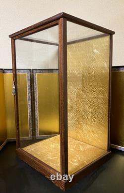 Vintage Japanese Display Glass Case Wood Frame Doll Geisha H23.3 W14.4in