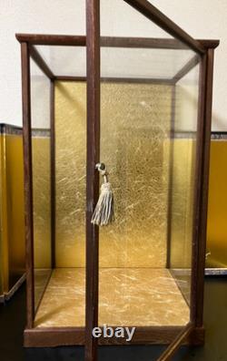 Vintage Japanese Display Glass Case Wood Frame Doll Geisha H23.3 W14.4in