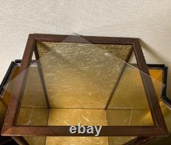 Vintage Japanese Display Glass Case Wood Frame Doll Geisha H23.3 W14.4in