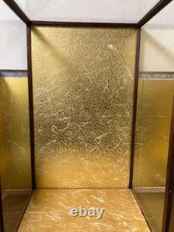 Vintage Japanese Display Glass Case Wood Frame Doll Geisha H23.3 W14.4in