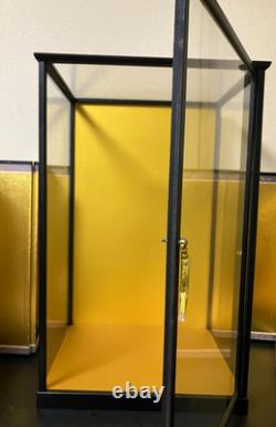 Vintage Japanese Display Glass Case Wood Frame Doll Geisha H24.2 W15.3in