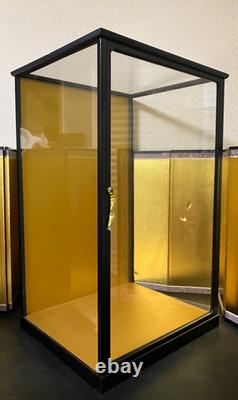 Vintage Japanese Display Glass Case Wood Frame Doll Geisha H24.2 W15.3in