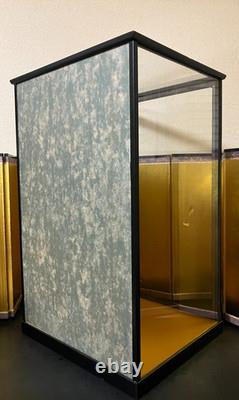 Vintage Japanese Display Glass Case Wood Frame Doll Geisha H24.2 W15.3in