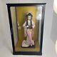 Vintage Japanese Display Glass Case Wood Frame With Geisha Doll