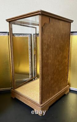 Vintage Japanese Doll Display Glass Case Geisha Wood Frame Brown H20.4 W13.3 in