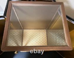 Vintage Japanese Doll Display Glass Case Geisha Wood Frame Brown H20.4 W13.3 in