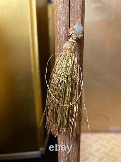 Vintage Japanese Doll Display Glass Case Geisha Wood Frame Brown H20.4 W13.3 in