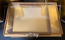 Vintage Japanese Doll Display Glass Case Geisha Wood Frame Brown H20.4 W13.3 in