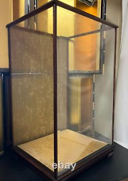 Vintage Japanese Doll Display Glass Case Kimono Geisha Maiko Wood Frame